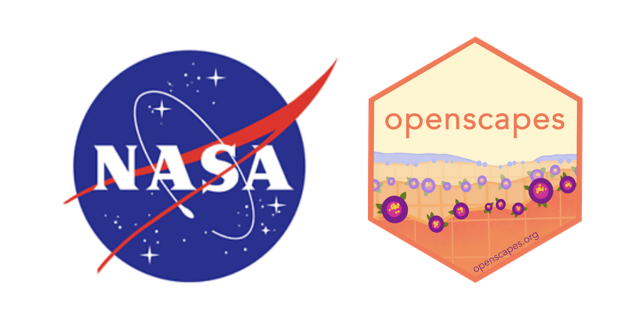 logo of NASA on left with Openscapes logo on right